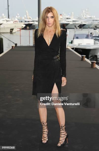 Editor-in-chief of French Vogue Carine Roitfeld attends the Fair Game Cocktail Party hosted by Giorgio Armani held aboard his boat 'Main' during the...