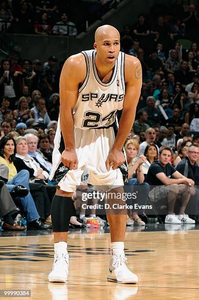 Richard Jefferson of the San Antonio Spurs stands on the court during the game against the Orlando Magic on April 2, 2010 at the AT&T Center in San...