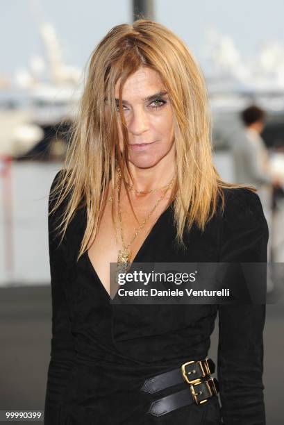 Editor-in-chief of French Vogue Carine Roitfeld attends the Fair Game Cocktail Party hosted by Giorgio Armani held aboard his boat 'Main' during the...