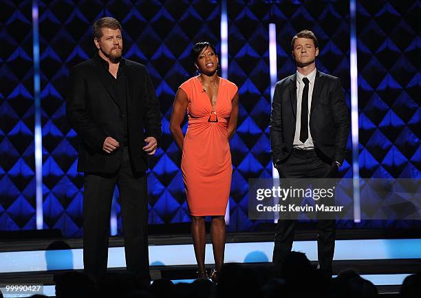 Actors Jason Lee, Alfre Woodard and DJ Qualls speak at the TEN Upfront presentation at Hammerstein Ballroom on May 19, 2010 in New York City....