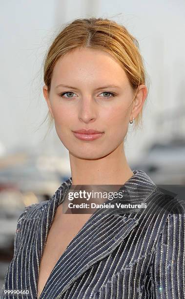 Model Karolina Kurkova attends the Fair Game Cocktail Party hosted by Giorgio Armani held aboard his boat 'Main' during the 63rd Annual International...