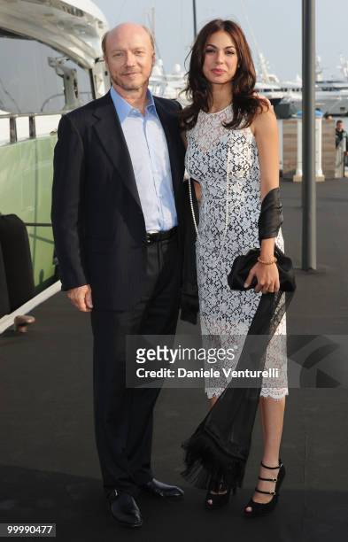 Director Paul Haggis and Moran Atias attend the Fair Game Cocktail Party hosted by Giorgio Armani held aboard his boat 'Main' during the 63rd Annual...