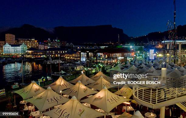 The Victoria and Alfred Waterfront, in Cape Town Harbour, with Table Mountain, in the background, are pictured on May 19,2010 in Cape Town. South...