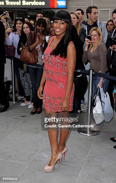 Alexandra Burke attends the launch party for the opening of TopShop's Knightsbridge store on May 19, 2010 in London, England.