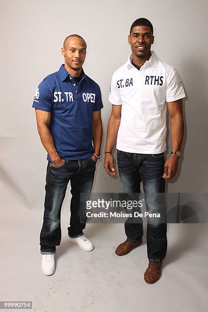 Courtney Brown and Wide receiver Ramses Barden attends the launch of Domenico Vacca Denim at Domenico Vacca on May 18, 2010 in New York City.