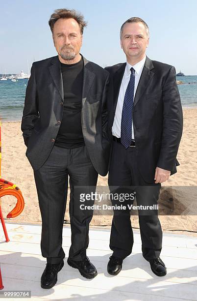 Actor Franco Nero and guest attend the Ischia Global Film Festival Party hosted by Paul Haggis held at the Pavillion Italia during the 63rd Annual...