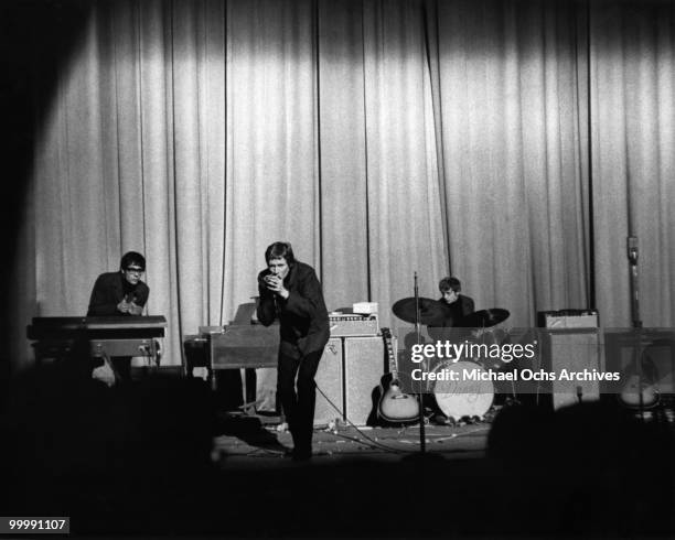 The British Rock and Roll group Manfred Mann perform onstage circa 1965 in New York City, New York.