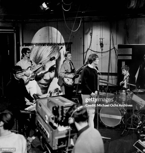 The British Rock and Roll group Manfred Mann perform on the TV show Ready Steady Go in January 1964 in London, England.