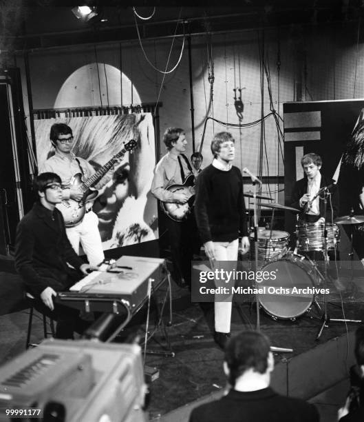 The British Rock and Roll group Manfred Mann perform on the TV show Ready Steady Go in January 1964 in London, England.