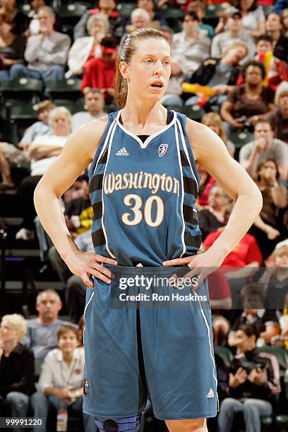 Katie Smith of the Washington Mystics looks downcourt against the Indiana Fever during the WNBA game on May 15, 2010 at Conseco Fieldhouse in...