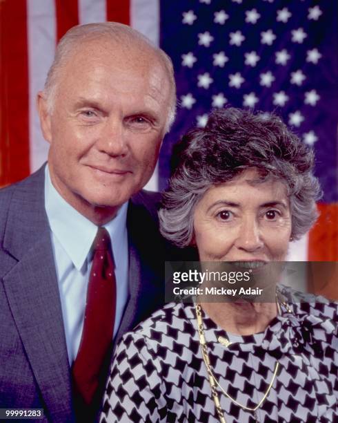 Senator John Glenn and his wife Annie Glenn pose in 1984 at City Hall in Tallahassee, Florida.