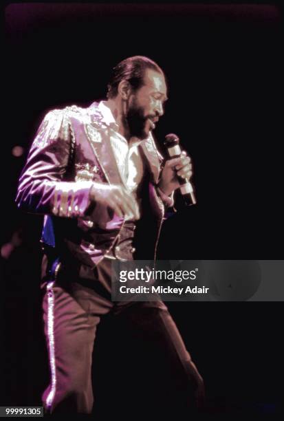 Singer Marvin Gaye performs at The Moon in 1983 in Tallahassee, Florida.