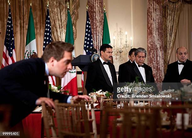 Staff prepare for a luncheon at the US State Department May 19, 2010 in Washington, DC. Secretary of State Hillary Rodham Clinton and Vice President...
