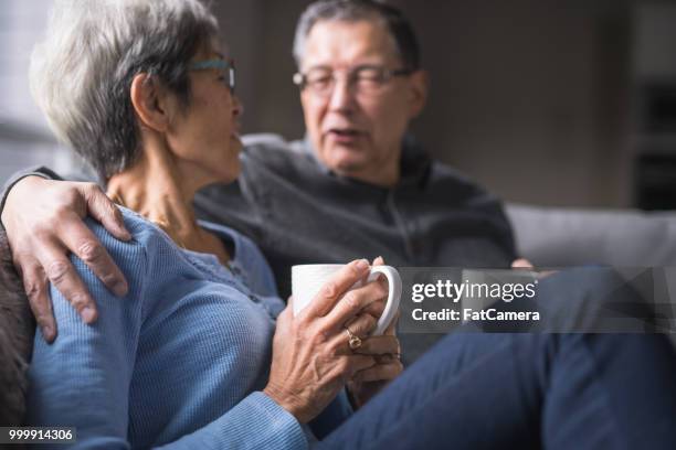 senior couple drink coffee together in the morning - coffee drink stock pictures, royalty-free photos & images