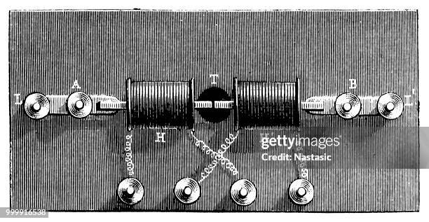 antique telephone : the receiver - historical stock illustrations