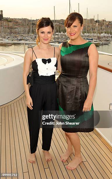 Actress Rachel Bilson and Art of Elysium founder Jennifer Howell attends the "Art of Elysium Paradis Dinner and Party" at Michael Saylor's Yacht,...