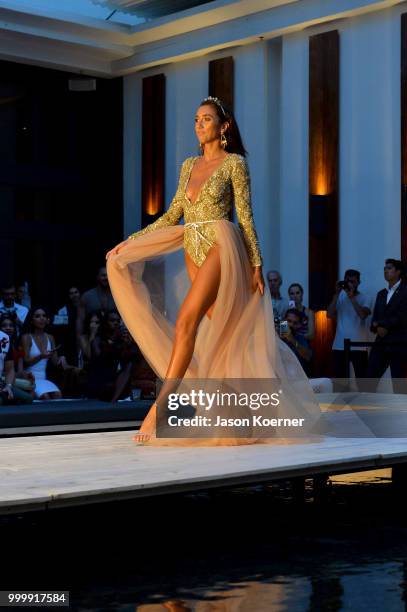 Model walks the runway for Fashion Palette Miami Australian Swim Show SS19 at The Setai Miami Beach on July 15, 2018 in Miami Beach, Florida.