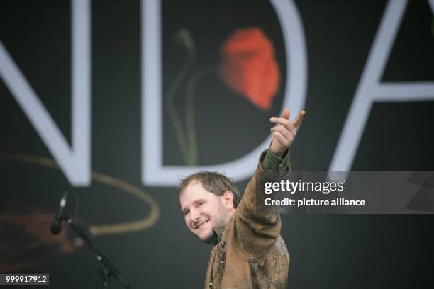 Marco Fitzthum, the singer and guitarist with the band Wanda, performs at the Lollapalooza festival in Hoppegarten, Germany, 9 September 2017. The...