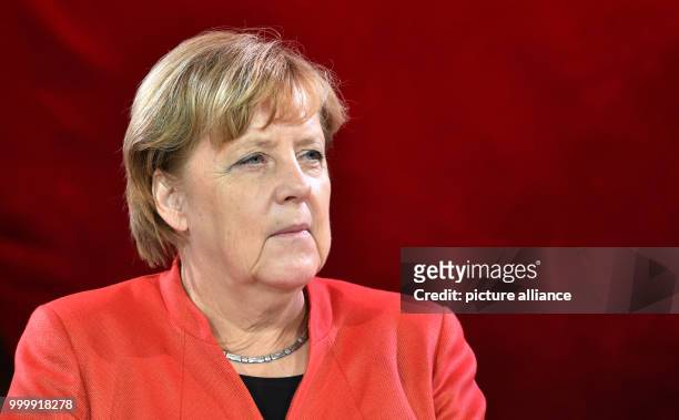 German Chancellor Angela Merkel speaks at the 'Tag der CDU im #fedidwgugl Haus' event in Berlin, Germany, 9 September 2017. Photo: Paul Zinken/dpa