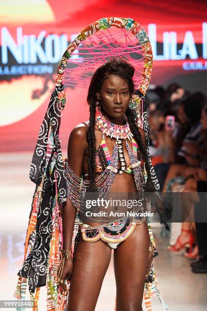 Model walks the runway for Lila Nikole at Miami Swim Week powered by Art Hearts Fashion Swim/Resort 2018/19 at Faena Forum on July 15, 2018 in Miami...