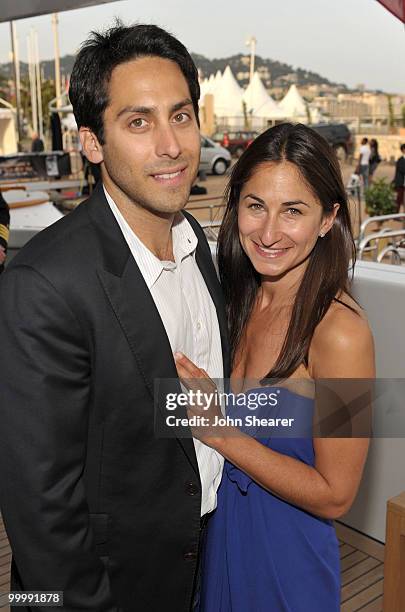Andrew Marcus and Deborah Marcus attend the "Art of Elysium Paradis Dinner and Party" at Michael Saylor's Yacht, Slip S05 during the 63rd Annual...