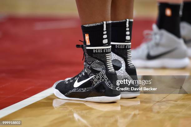 Sneakers of Jantel Lavender of the Los Angeles Sparks seen during the game against the Las Vegas Aces on July 15, 2018 at the Mandalay Bay Events...