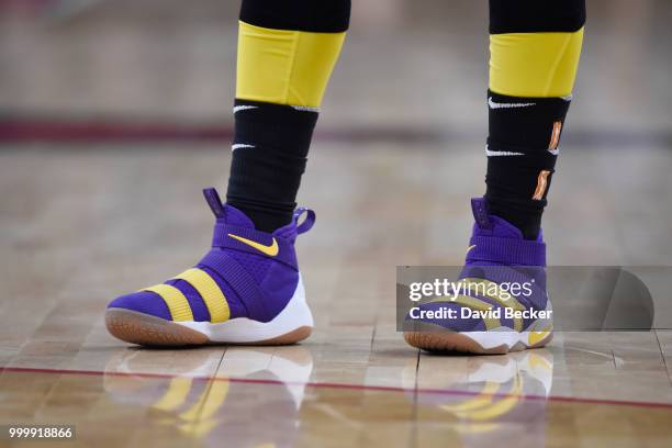 Sneakers of Odyssey Sims of the Los Angeles Sparks seen during game against the Las Vegas Aces on July 15, 2018 at the Mandalay Bay Events Center in...