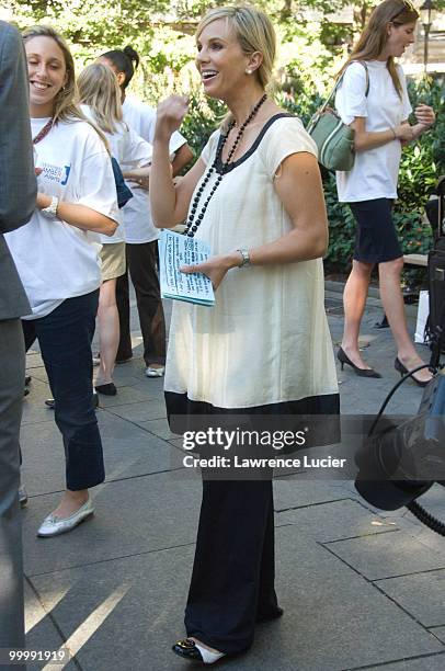 Television personality Elizabeth Hasselbeck speaks at the launch of the Wireless Amber Alerts Campaign September 24 at Madison Square Park in New...