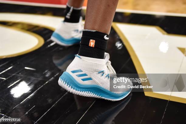 Sneakers of Chelsea Gray of the Los Angeles Sparks seen during the game against the Las Vegas Aces on July 15, 2018 at the Mandalay Bay Events Center...