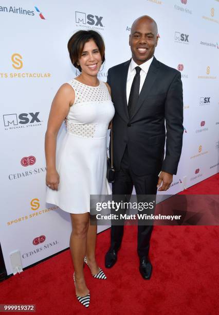 Yazmin Cader Frazier and Kevin Frazier attend the 33rd Annual Cedars-Sinai Sports Spectacular at The Compound on July 15, 2018 in Inglewood,...