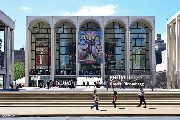 New Revson Fountain, in front of the Metropolitan Opera, is the centerpiece of the restoration of Lincoln Center's plazas as seen here in New York,...