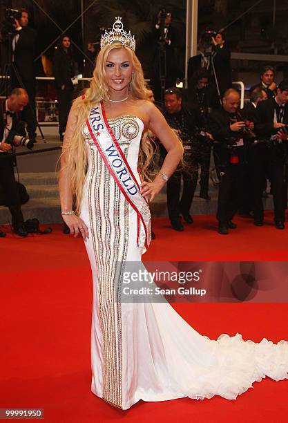 Mrs. World Victorya Radochinskaya attends the "My Joy" Premiere at the Palais des Festivals during the 63rd Annual Cannes Film Festival on May 19,...