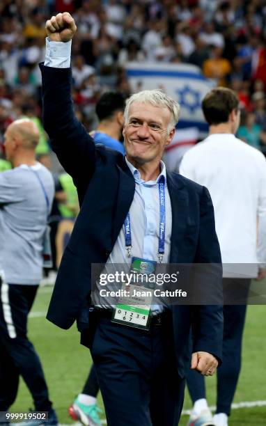 Coach of France Didier Deschamps celebrates the victory following the 2018 FIFA World Cup Russia Final between France and Croatia at Luzhniki Stadium...