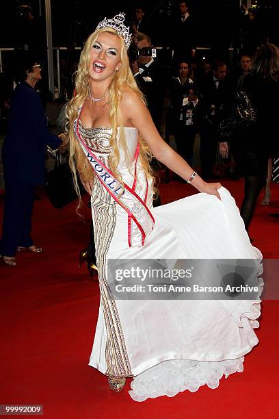 Mrs. World Victorya Radochinskaya attends the premiere of 'My Joy' held at the Palais des Festivals during the 63rd Annual International Cannes Film...