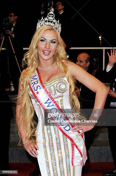 Mrs. World Victorya Radochinskaya attends the premiere of 'My Joy' held at the Palais des Festivals during the 63rd Annual International Cannes Film...