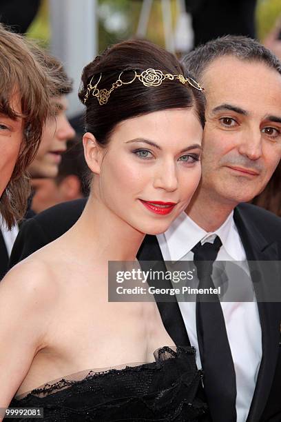 Actress Nora Von Waldstaetten and director Olivier Assayas attend the premiere of 'Poetry' held at the Palais des Festivals during the 63rd Annual...