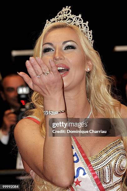 Mrs. World Victorya Radochinskaya attends the premiere of 'My Joy' held at the Palais des Festivals during the 63rd Annual International Cannes Film...