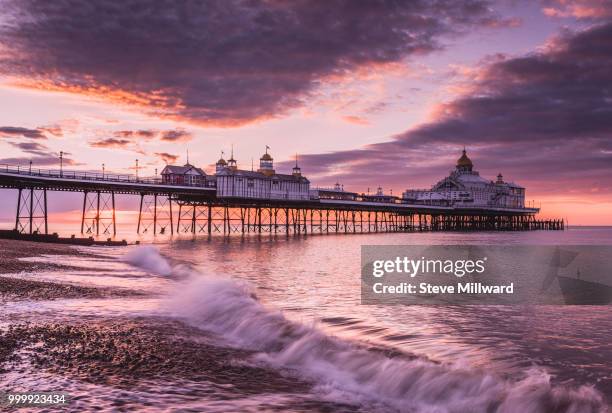 eastbourne pier sunrise - eastbourne pier stockfoto's en -beelden