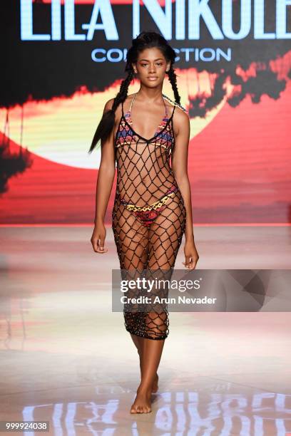 Model walks the runway for Lila Nikole at Miami Swim Week powered by Art Hearts Fashion Swim/Resort 2018/19 at Faena Forum on July 15, 2018 in Miami...