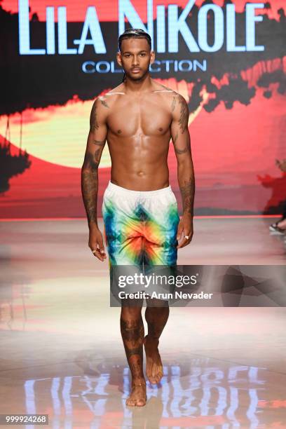 Model walks the runway for Lila Nikole at Miami Swim Week powered by Art Hearts Fashion Swim/Resort 2018/19 at Faena Forum on July 15, 2018 in Miami...