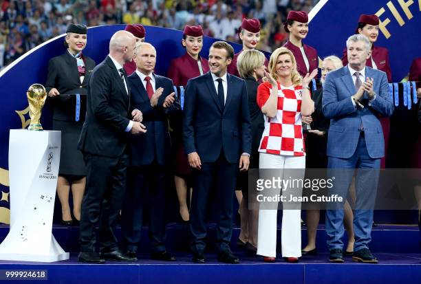 President Gianni Infantino, President of Russia Vladimir Putin, President of France Emmanuel Macron, President of Croatia Kolinda Grabar-Kitarovic,...