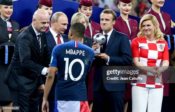 President Gianni Infantino, President of Russia Vladimir Putin, President of France Emmanuel Macron, President of Croatia Kolinda Grabar-Kitarovic,...