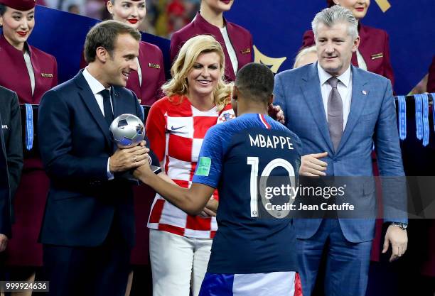 President of France Emmanuel Macron, President of Croatia Kolinda Grabar-Kitarovic, President of Croatian Football Association Davor Suker...