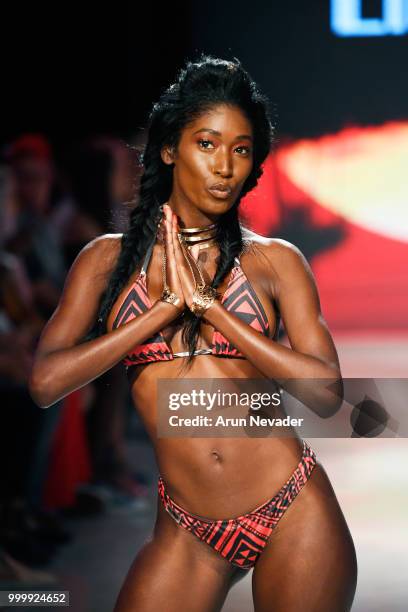 Model walks the runway for Lila Nikole at Miami Swim Week powered by Art Hearts Fashion Swim/Resort 2018/19 at Faena Forum on July 15, 2018 in Miami...