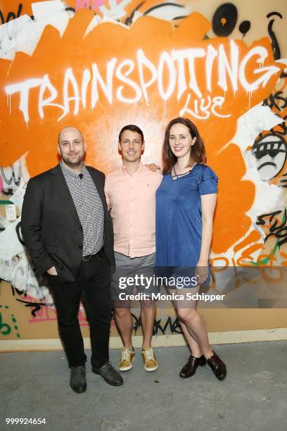 Assistant producer Michael Amemdola, producer Scott Griffin, and resident director Claire Edmonds attend the Off Broadway opening night performance...