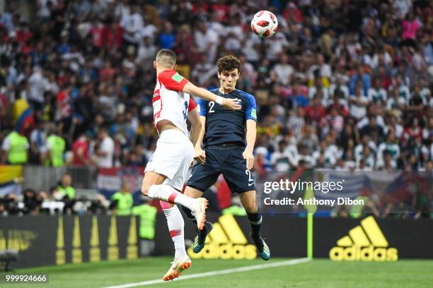 Benjamin Pavard of France during the World Cup Final match between France and Croatia at Luzhniki Stadium on July 15, 2018 in Moscow, Russia.