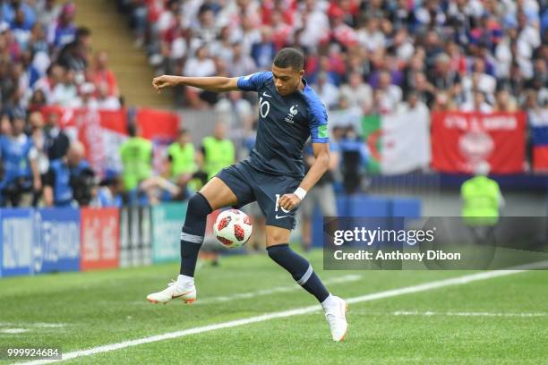 Kylian Mbappe of France during the World Cup Final match between France and Croatia at Luzhniki Stadium on July 15, 2018 in Moscow, Russia.