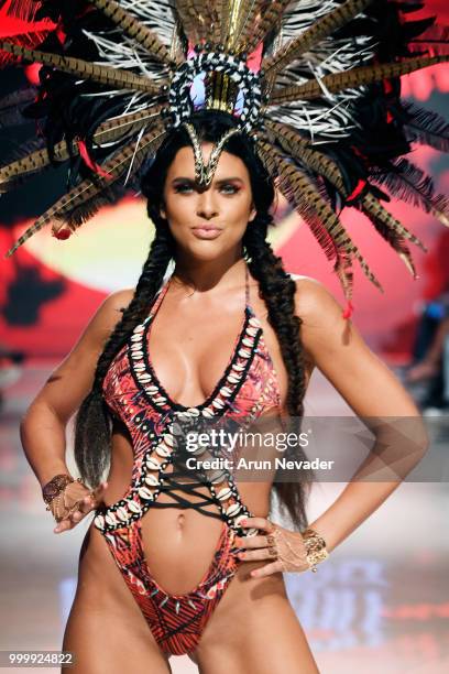 Model walks the runway for Lila Nikole at Miami Swim Week powered by Art Hearts Fashion Swim/Resort 2018/19 at Faena Forum on July 15, 2018 in Miami...