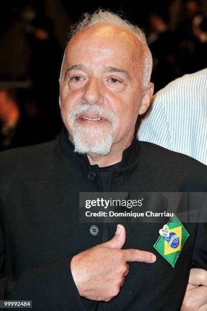 Brazilian Novelist Paulo Coelho attends the premiere of 'My Joy' held at the Palais des Festivals during the 63rd Annual International Cannes Film...