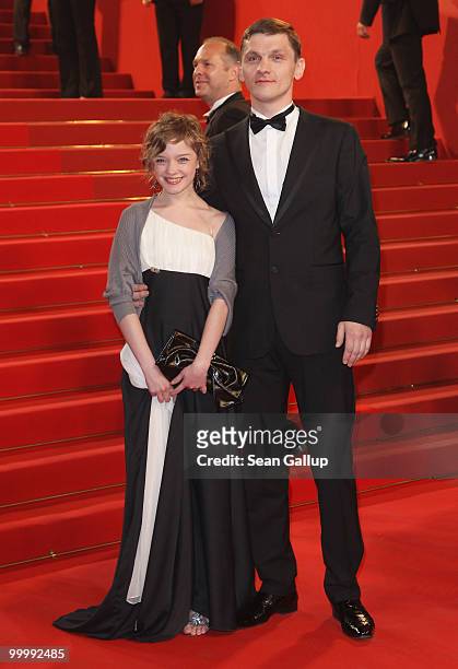 Actress Olga Shuvalova and Viktor Nemets attend the "My Joy" Premiere at the Palais des Festivals during the 63rd Annual Cannes Film Festival on May...